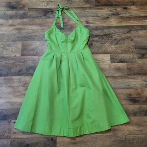 J. Crew 2007 Kelly Green Halter Zip-Up Flowy Dress Size 6